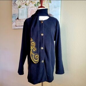 BOB MACKIE | Black Pea Coat w/ Scarf sz XL